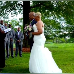 Wedding dress size 16 with head band! 600.00